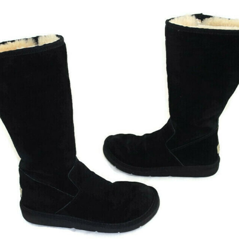 UGG Black Classic Tall Leather Suede Sheepskin Boots (Size 7)